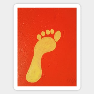 YELLOW FOOTPRINT UP THE WALL Sticker